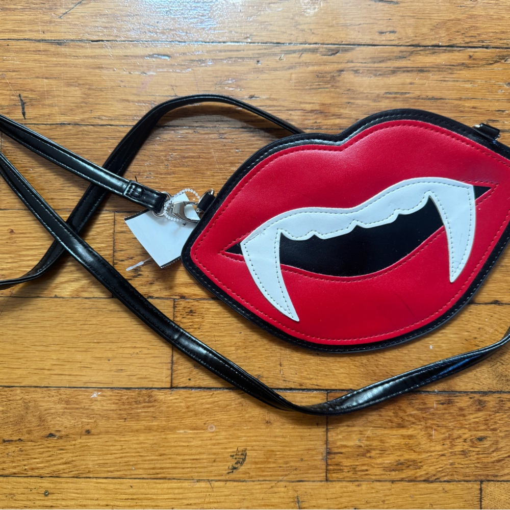 Vampire Lips Crossbody Bag - Red and Black